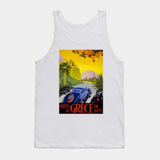 Vintage Travel Poster Greece Visitez la Grece en auto Tank Top